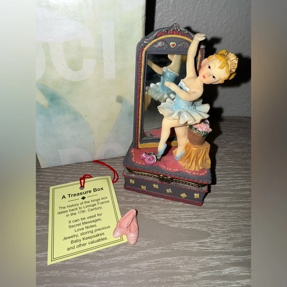 Vintage Metal Trinket Box ballerina dancer